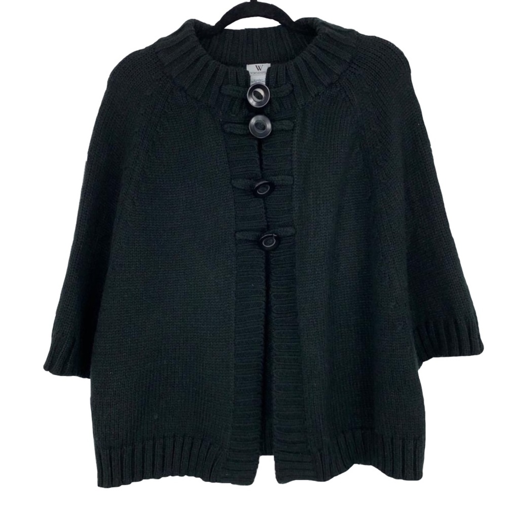 Worthington black knit button up sweater